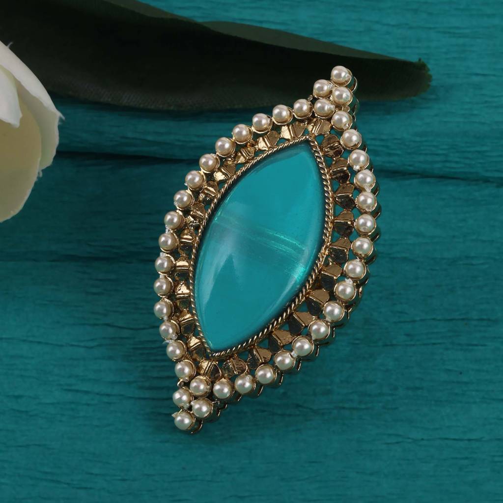 Inspired Oval Shape Center Red Stone Gold Plated Set Of 2 Combo Adjustable Finger Ring For Women : 15FR790_15FR792