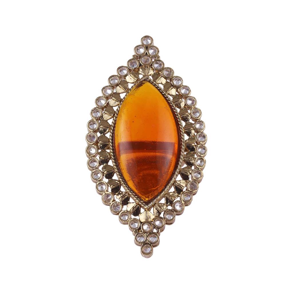 Lavish Oval Shape Center Pink Stone Gold Plated Set Of 2 Combo Adjustable Finger Ring For Women : 15FR792-P_15FR792-O