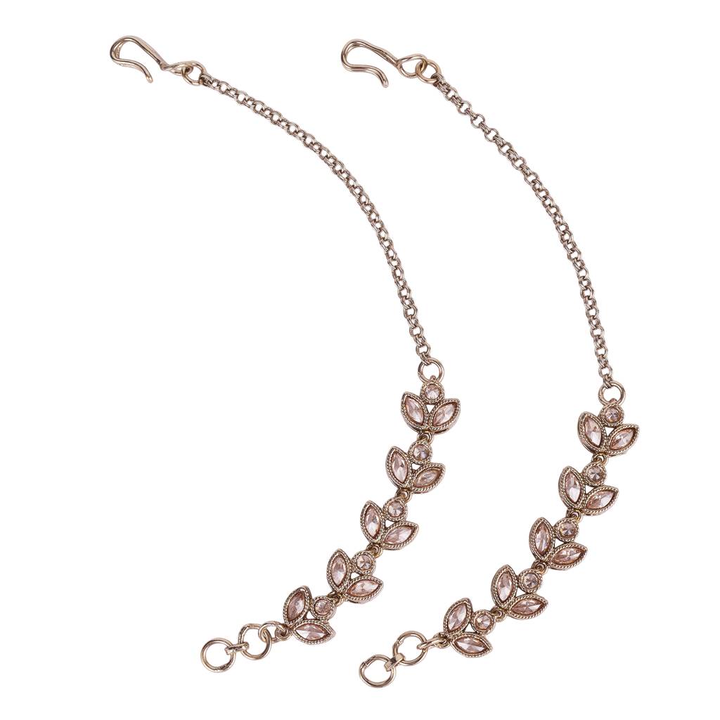 Traditional Leaf Design Long Chain Gold Plated Combo Set Of 2 Ear-Chain(Kaanchain) For Women : 15KC92_15KC112