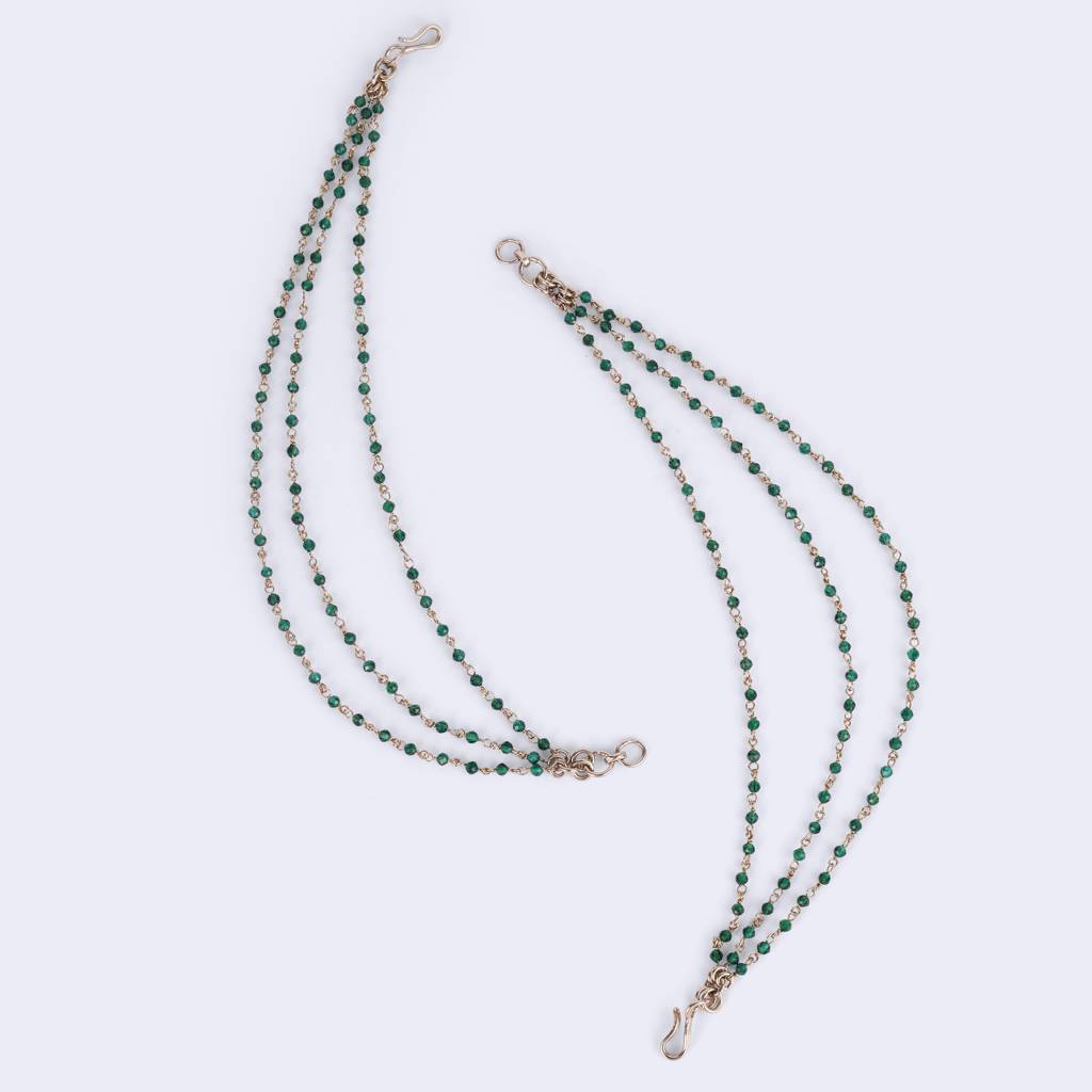 Traditional Modish 3 String Long Chain Gold Plated Set Of 2 Ear-Chain(Kaanchain) For Women : 15KC117