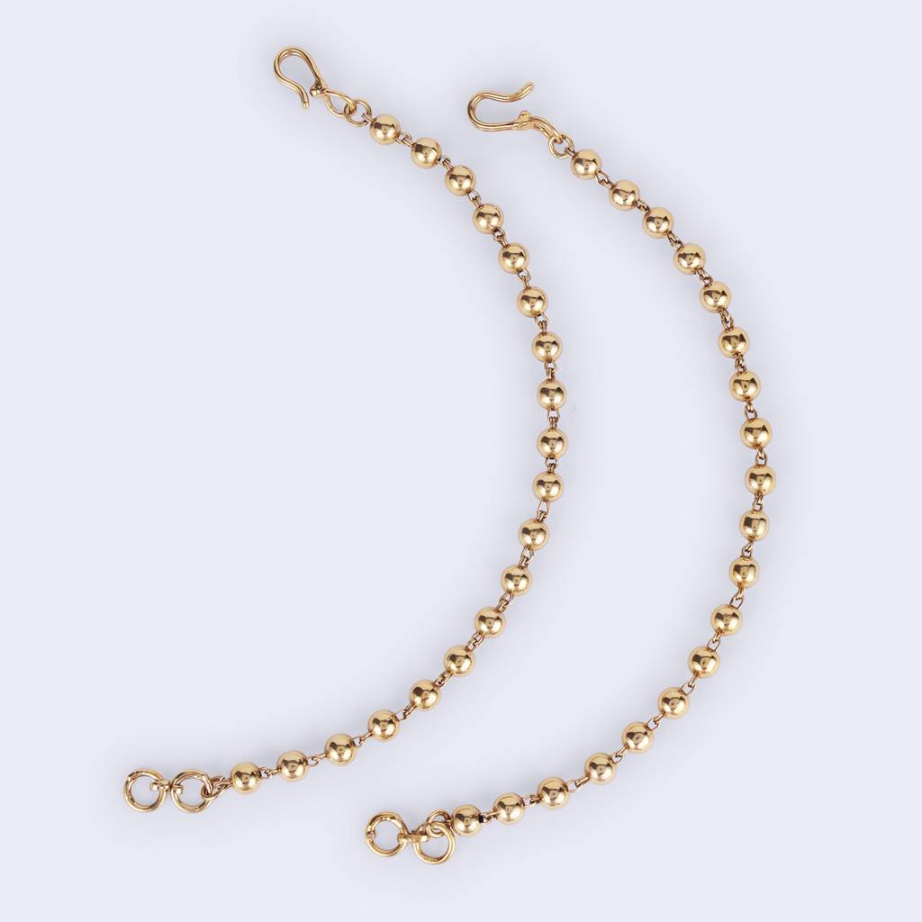 Fascinating Golden Balls Gold Plated Ear-Chain(Kaan Chain) For Women : 15KC20