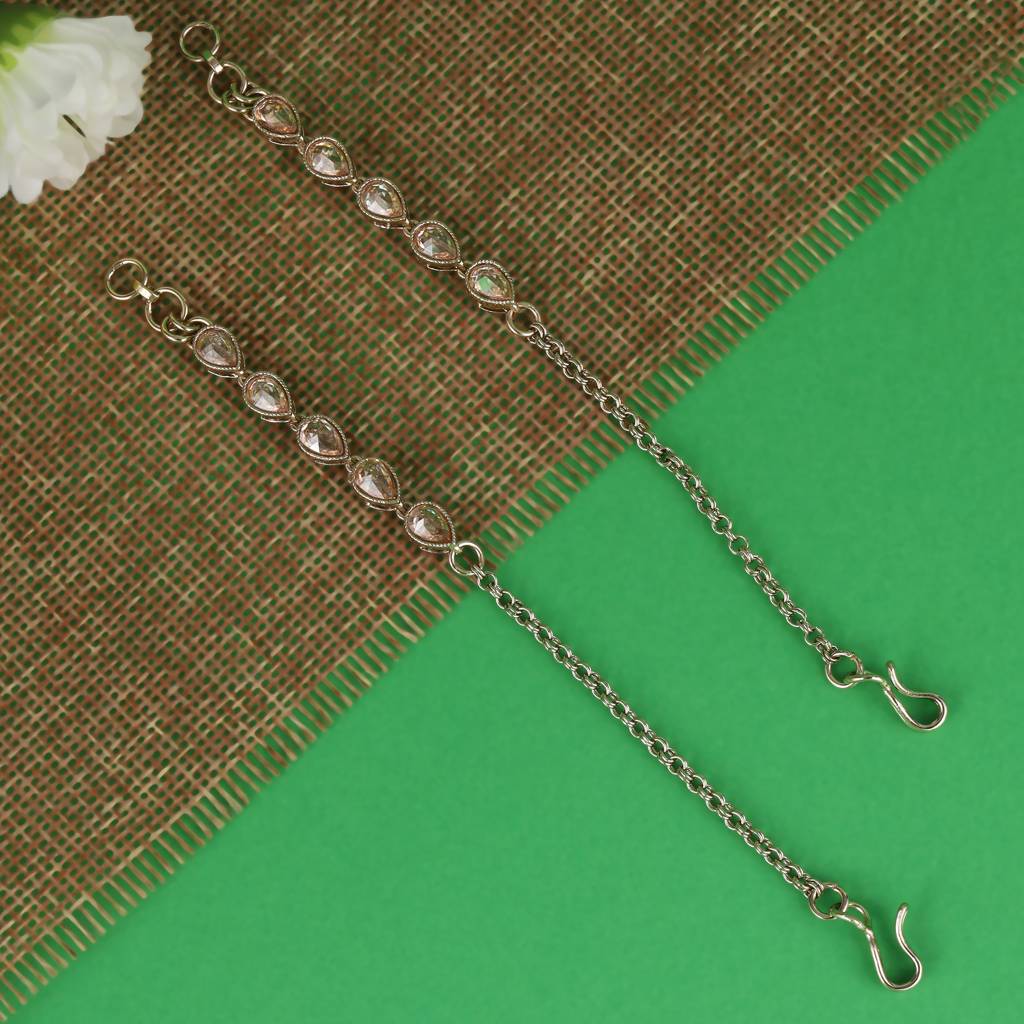 Fascinating Golden Balls Gold Plated Combo Set Of 2 Ear-Chain (Kaan Chain) For Women : KCH-COMBO-001