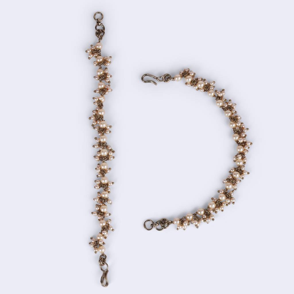 Traditional Superb Long Chain Gold Plated Set Of 2 Pearl Guchha Ear-Chain(Kaanchain) For Women : 15KC86