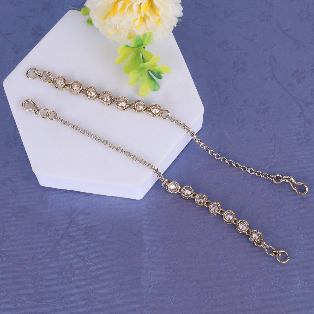 Traditional Leaf Design Long Chain Gold Plated Combo Set Of 2 Ear-Chain(Kaanchain) For Women : 15KC92_15KC112