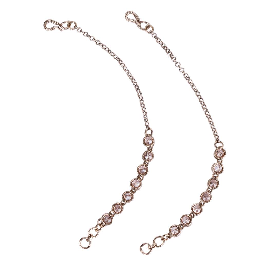 Traditional Leaf Design Long Chain Gold Plated Combo Set Of 2 Ear-Chain(Kaanchain) For Women : 15KC92_15KC112