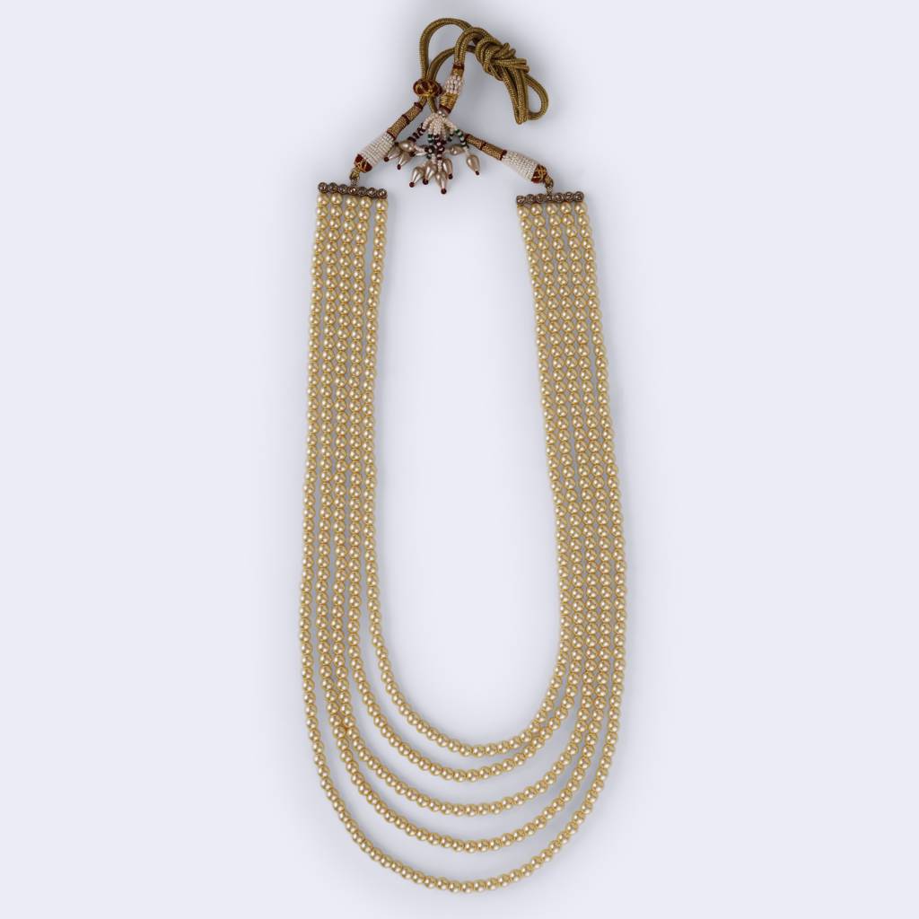 Freshwater Pearl 5 Layered Gold Plated Moti Mala Necklace : 15ML122