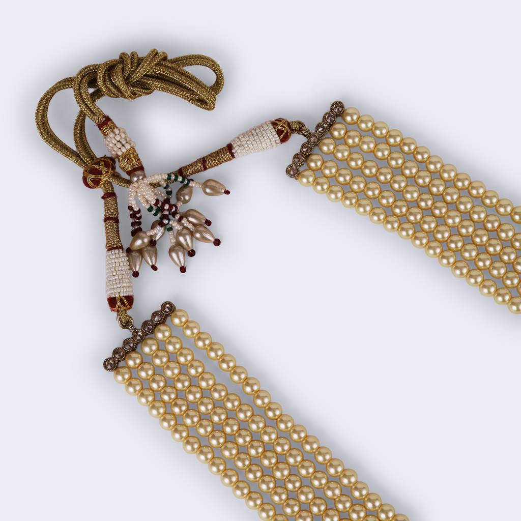 Freshwater Pearl 5 Layered Gold Plated Moti Mala Necklace : 15ML122