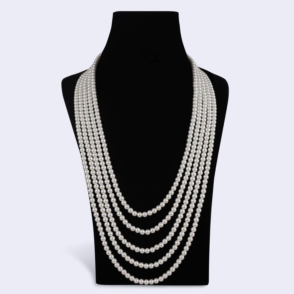 Freshwater Big Pearl 5 Layered Gold Plated Moti Mala Necklace : 15ML373-B-moti