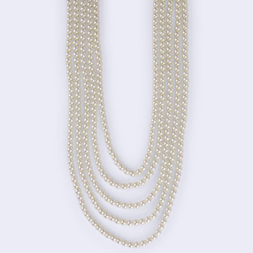 Freshwater Big Pearl 5 Layered Gold Plated Moti Mala Necklace : 15ML373-B-moti