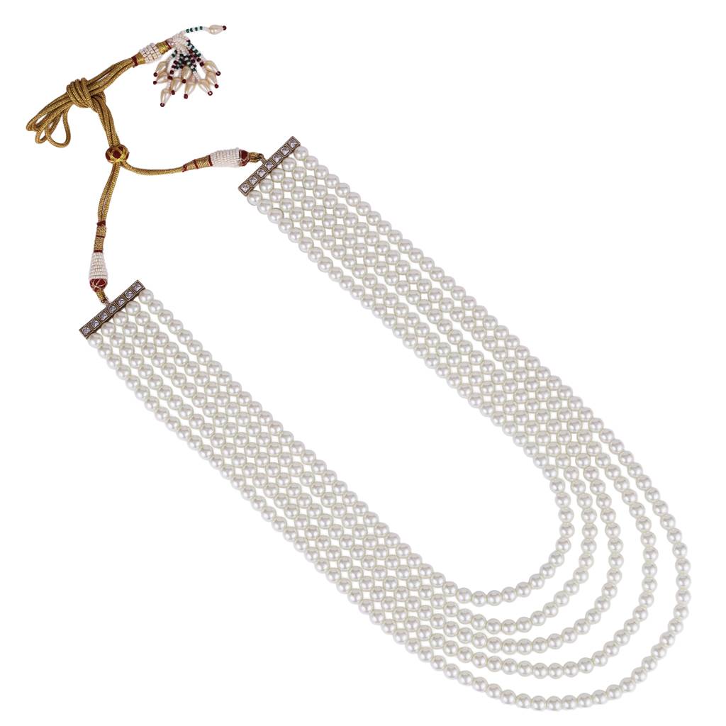 Freshwater Big Pearl 5 Layered Gold Plated Moti Mala Necklace : 15ML373-B-moti