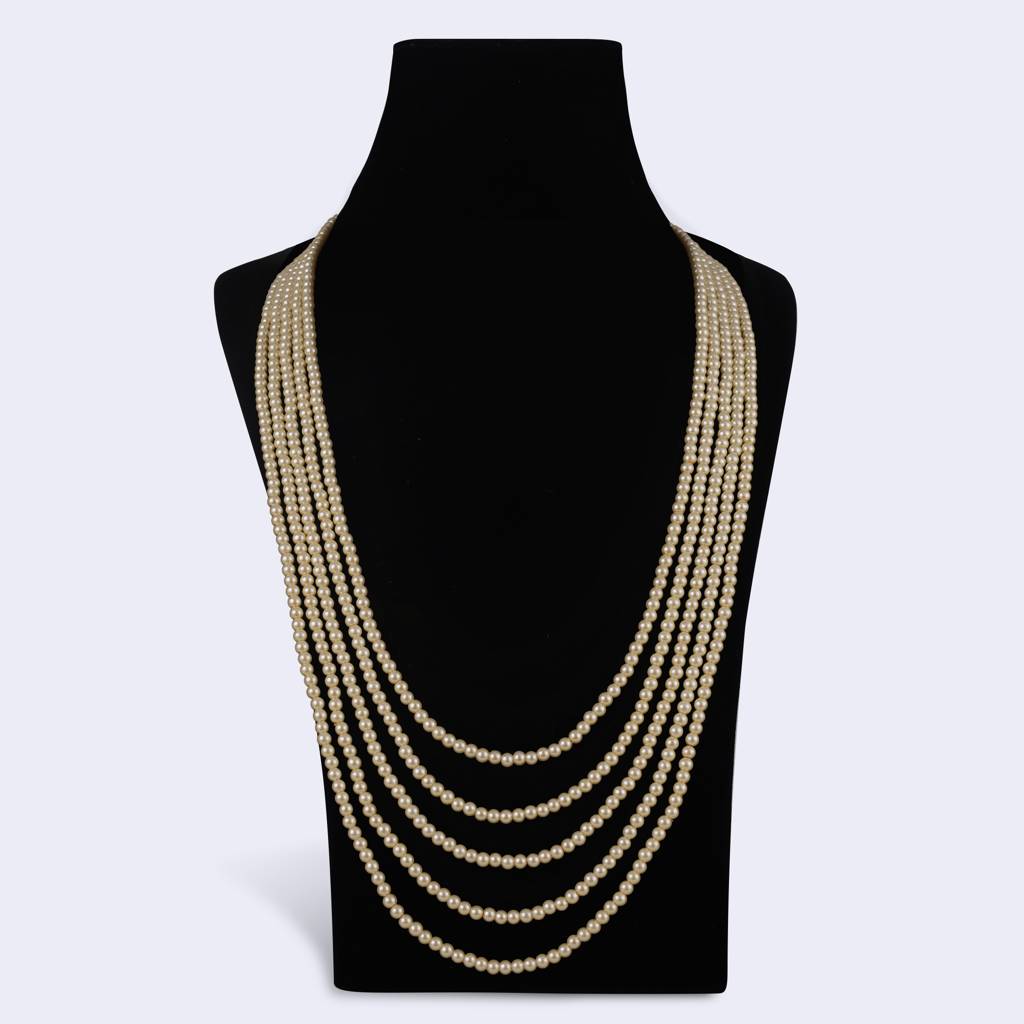 Luxurious Pearl 5 Layered Gold Plated Moti Mala Necklace : 15ML374
