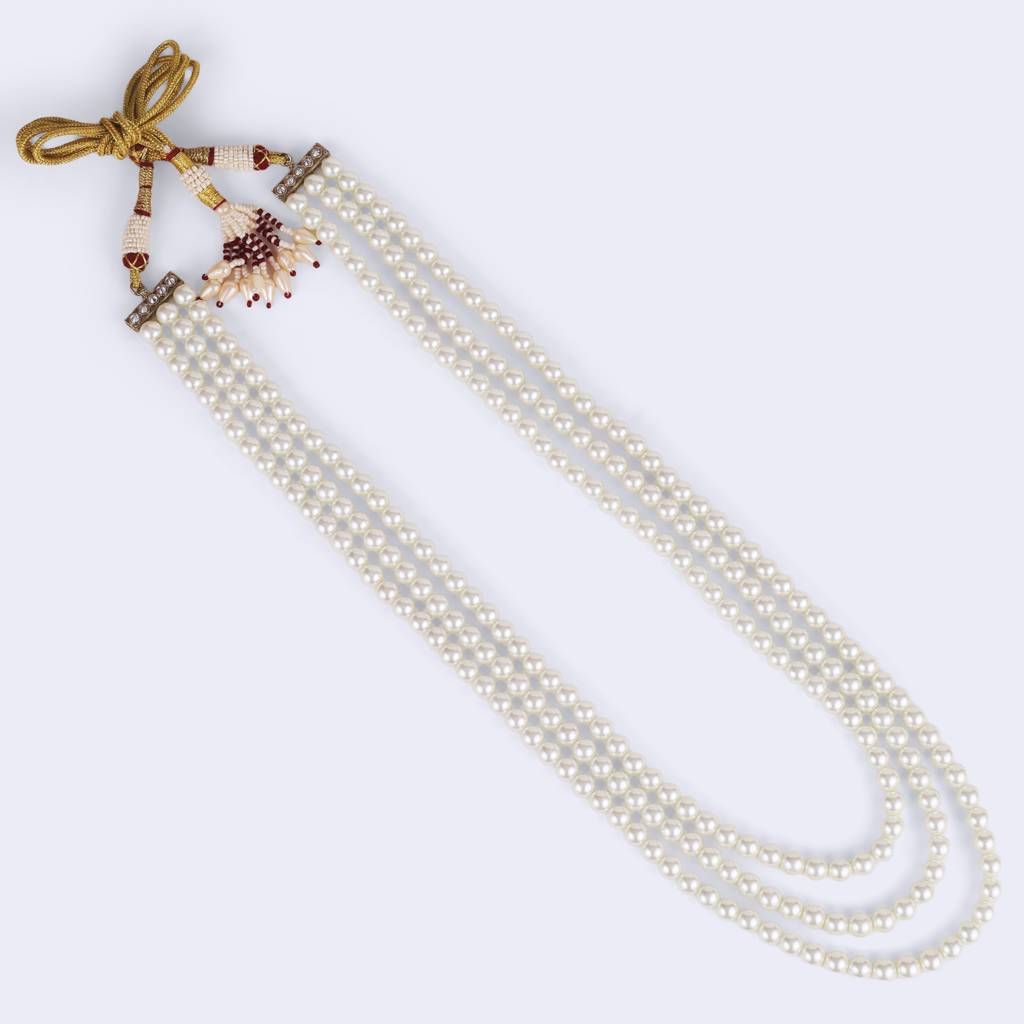 Royal Pearl 3 Layered Gold Plated Moti Mala Necklace : 15ML376