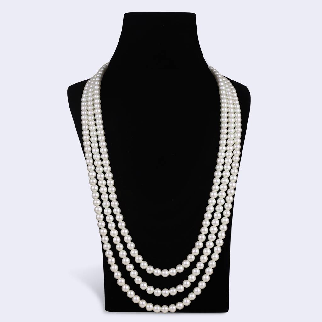 Royal Pearl 3 Layered Gold Plated Moti Mala Necklace : 15ML376