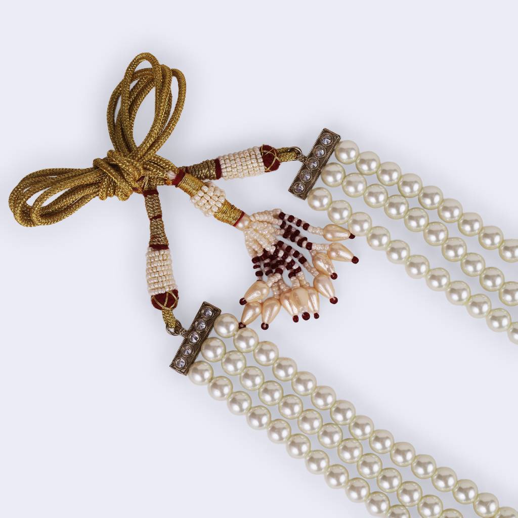 Royal Pearl 3 Layered Gold Plated Moti Mala Necklace : 15ML376
