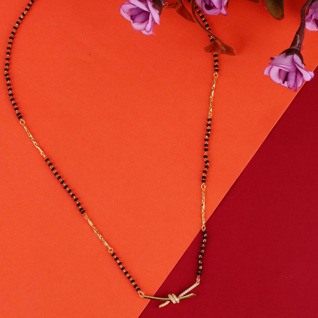 Traditional Splendid Flower Design Gold Plated Combo Set Of 2 Black Beaded Adjustable Chain Mangalsutra For  : 15MS102_15MS105