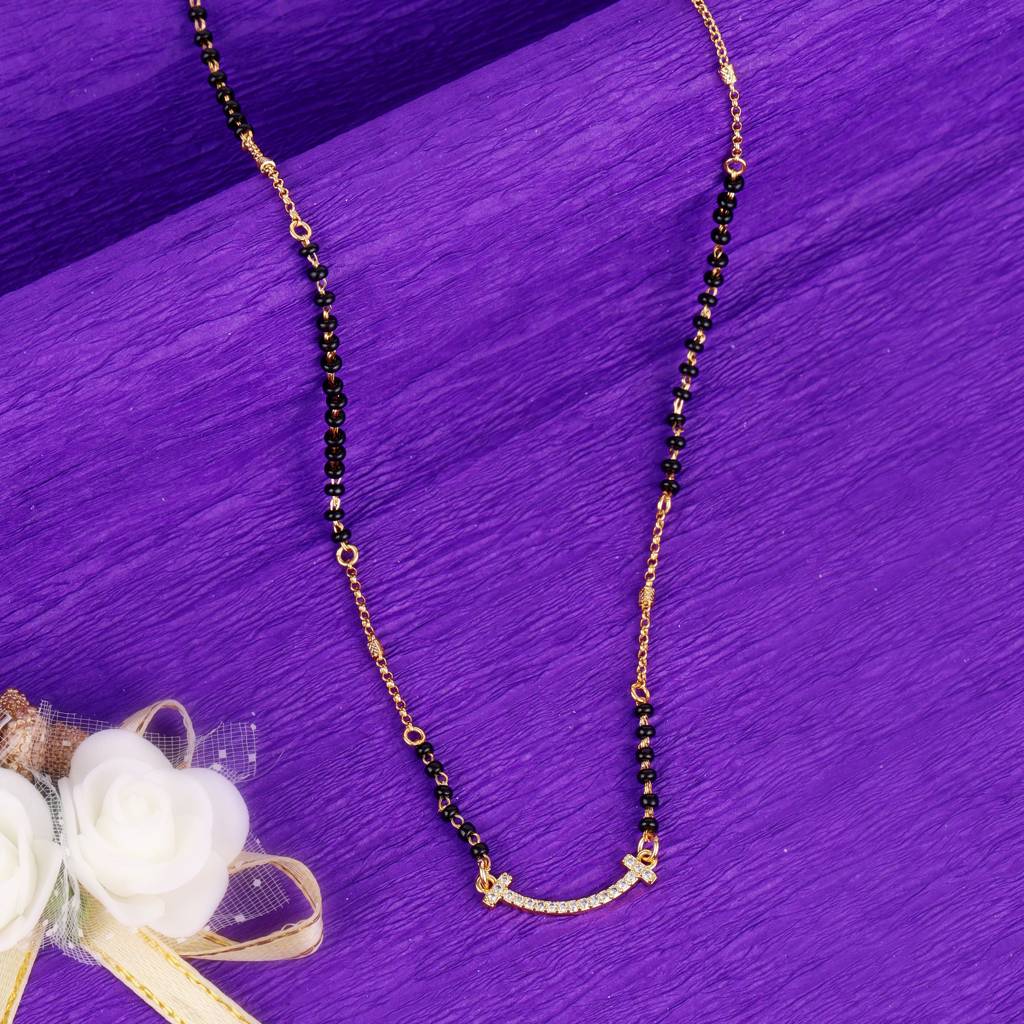 Traditional Youthful Flower Design Gold Plated Combo Set Of 2 Black Beaded Adjustable Chain Mangalsutra For  : 15MS114_15MS115