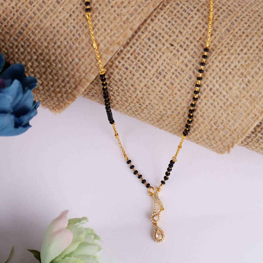 Traditional Modish Butterfly Design Gold Plated Combo Set Of 2 Black Beaded Adjustable Chain Mangalsutra For : 15MS120_15MS116