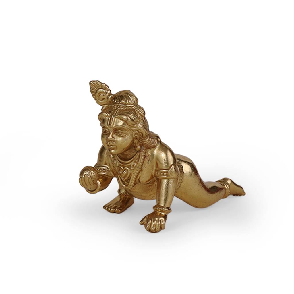 Lord Krishna Gold Plated Idol/Murti Home And Office Decorative Gifting : 15MU01
