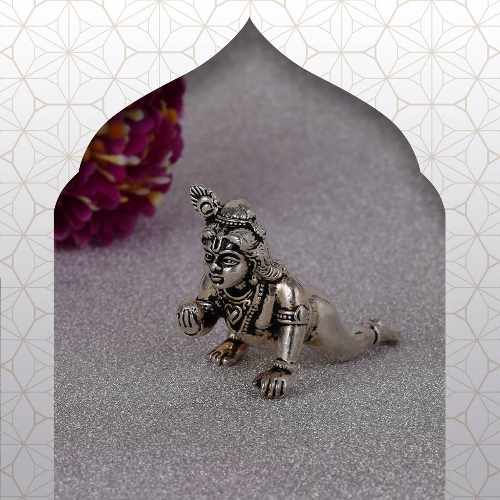 Lord Krishna Silver And Gold Plated Combo Set Of 2 Idol/Murti Home And Office Decorative Gifting : 15MU01-S_15MU01-G