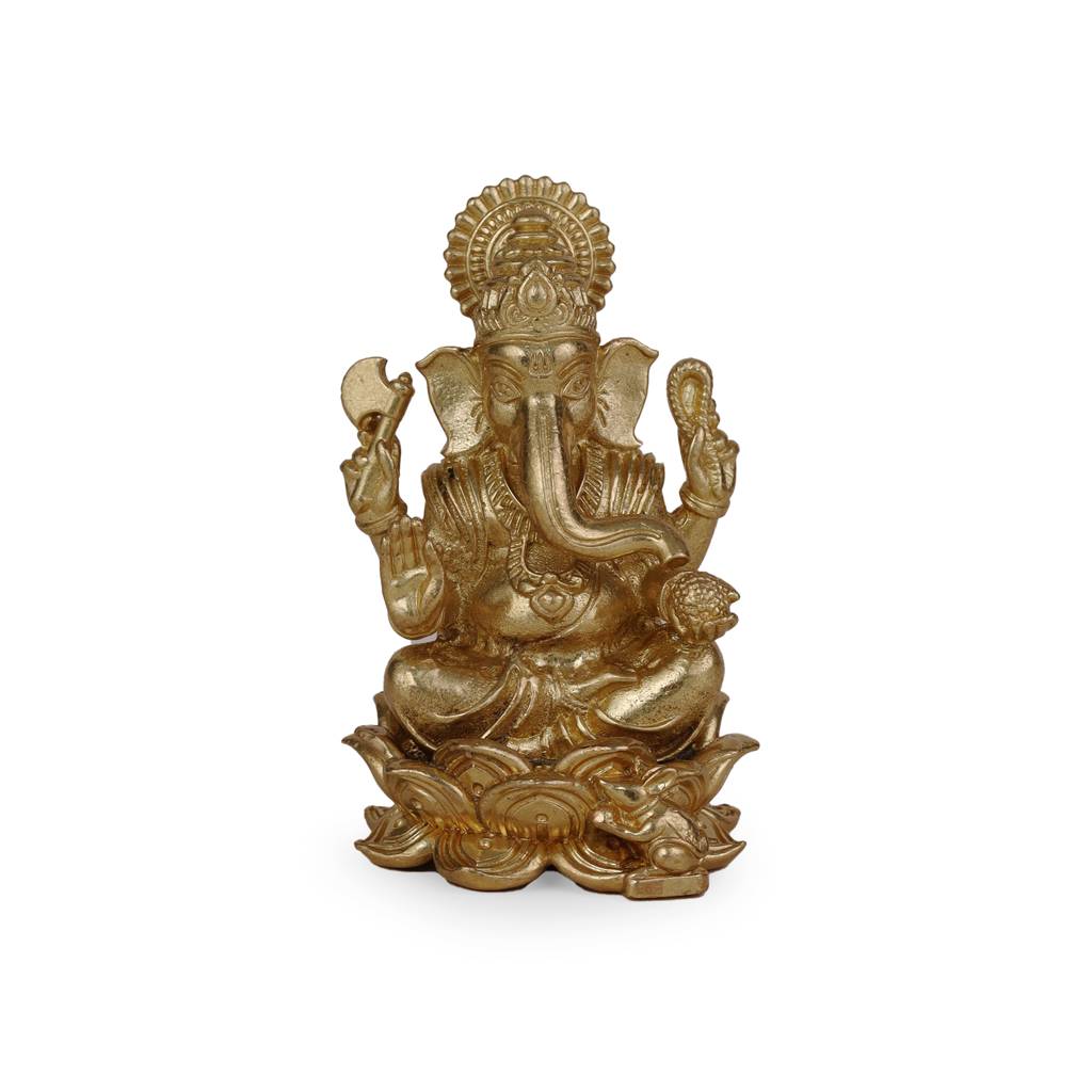 Lord Ganesha Gold Plated Idol/Murti Home And Office Decorative Gifting : 15MU04
