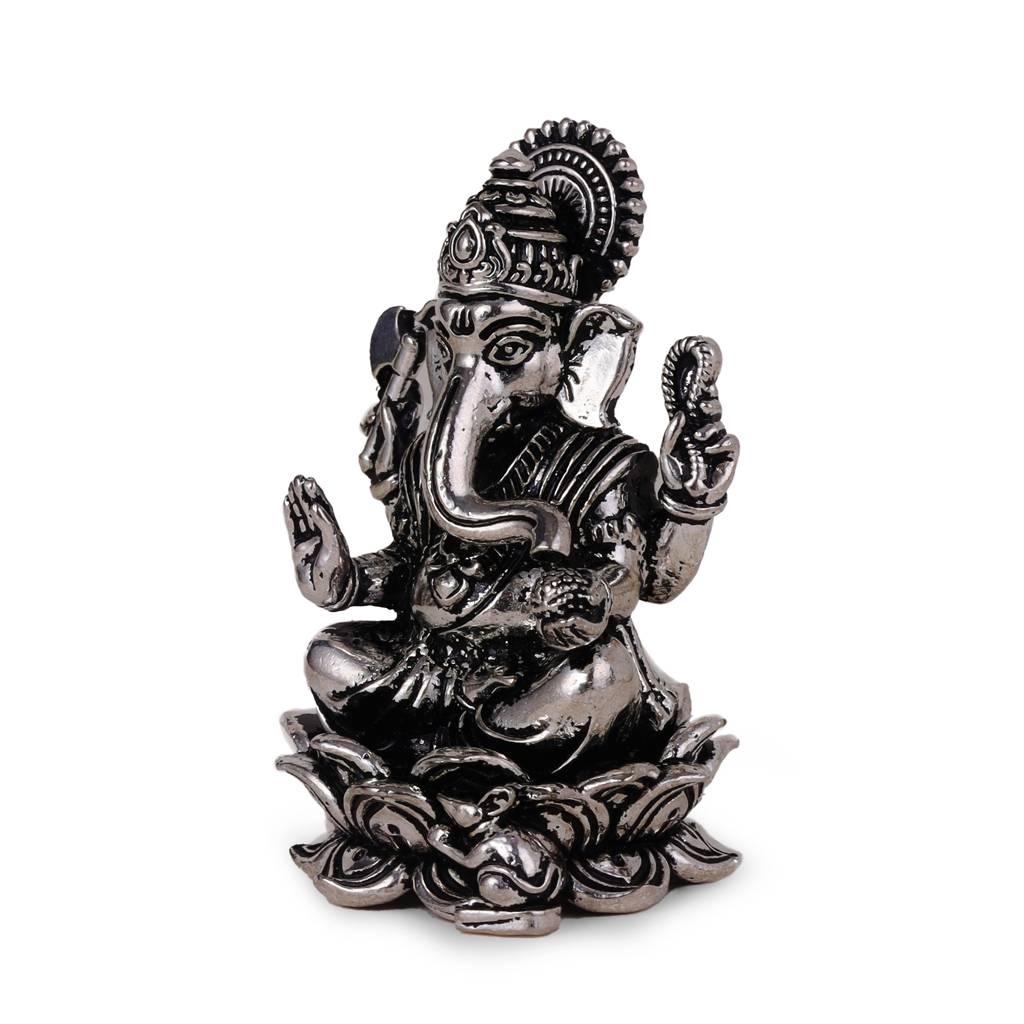 Lord Ganesha Silver Gold Plated Idol/Murti Home And Office Decorative Gifting : 15MU04SLV