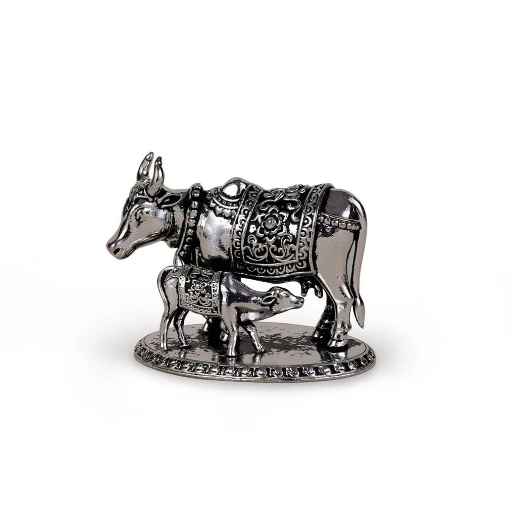 Cow (Gaay Mata) Silver Gold Plated Idol/Murti Home And Office Decorative Gifting : 15MU14