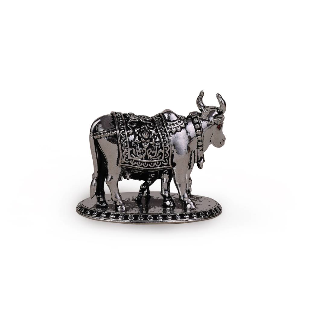 Cow (Gaay Mata) Silver Gold Plated Idol/Murti Home And Office Decorative Gifting : 15MU14