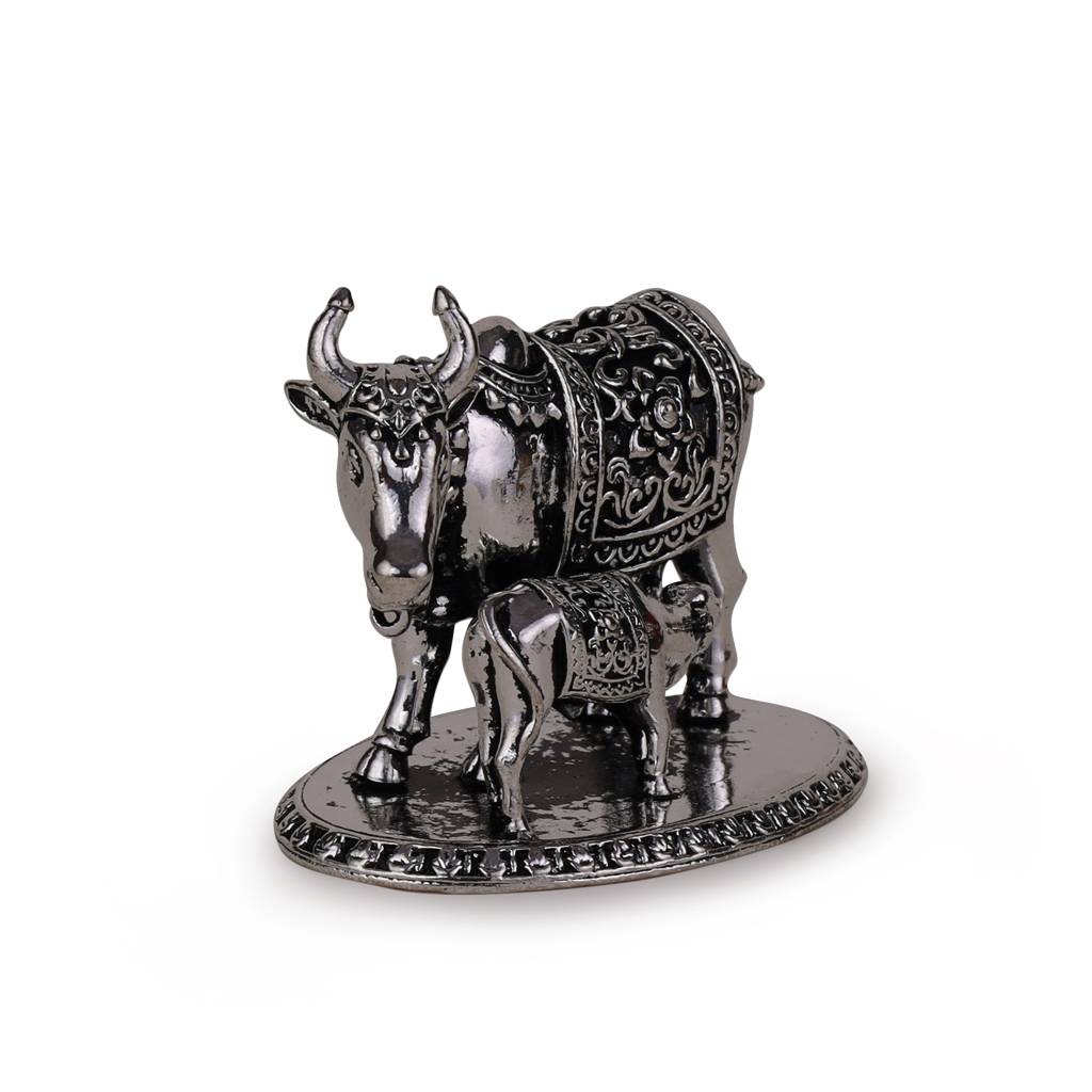 Cow (Gaay Mata) Silver Gold Plated Idol/Murti Home And Office Decorative Gifting : 15MU14