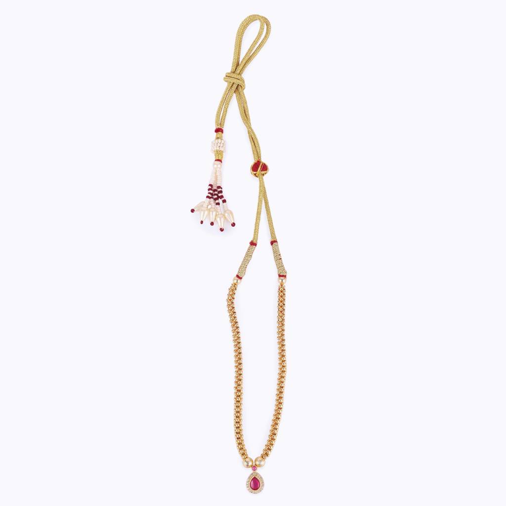 Traditional Oval Shape Golden Balls Pink Stone Gold Plated Choker Necklace For Women : 15TN09