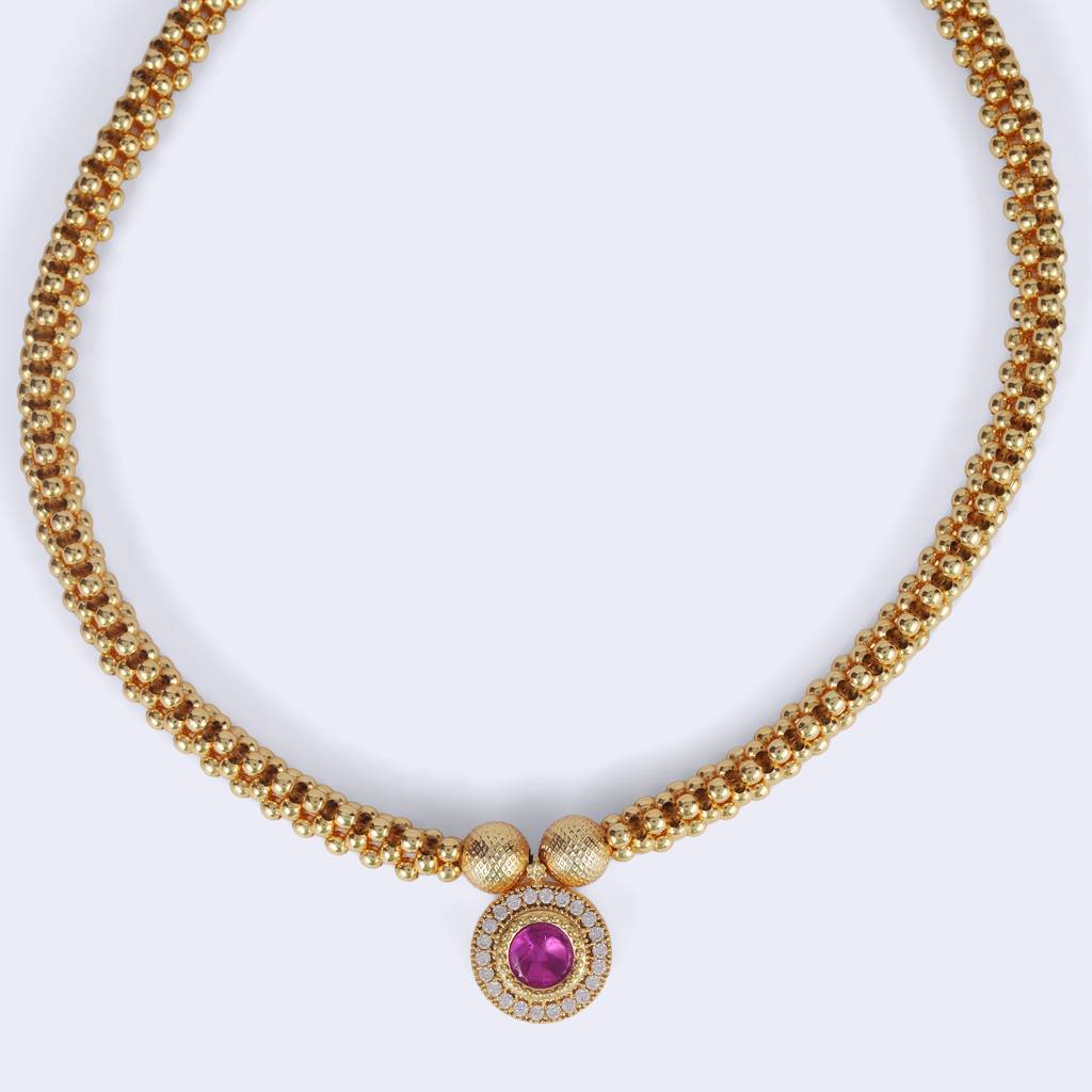 Traditional Royal Round Shape Golden Balls Gold Plated Choker Necklace For Women : 15TN19