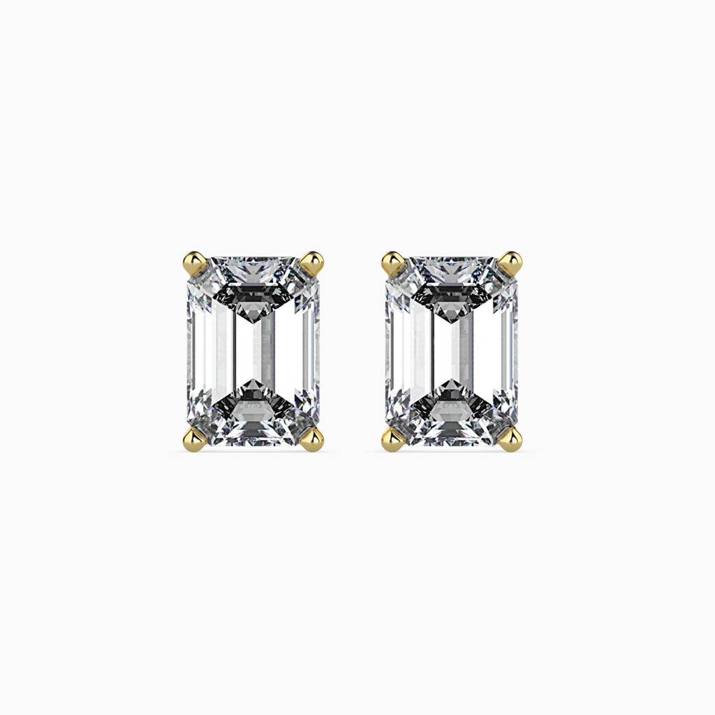 Emerald Diamond Solitaire Studs