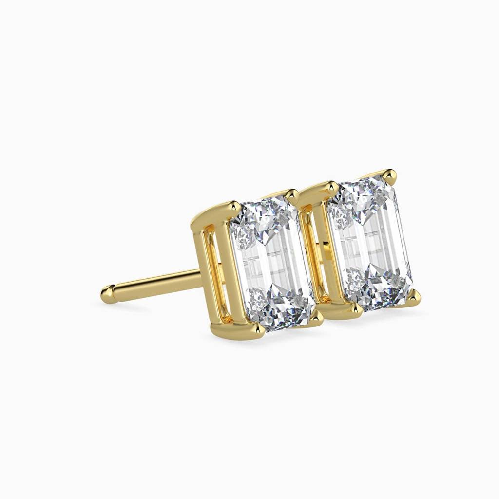 Emerald Diamond Solitaire Studs