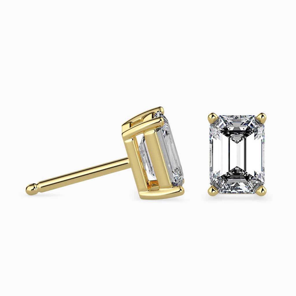 Emerald Diamond Solitaire Studs