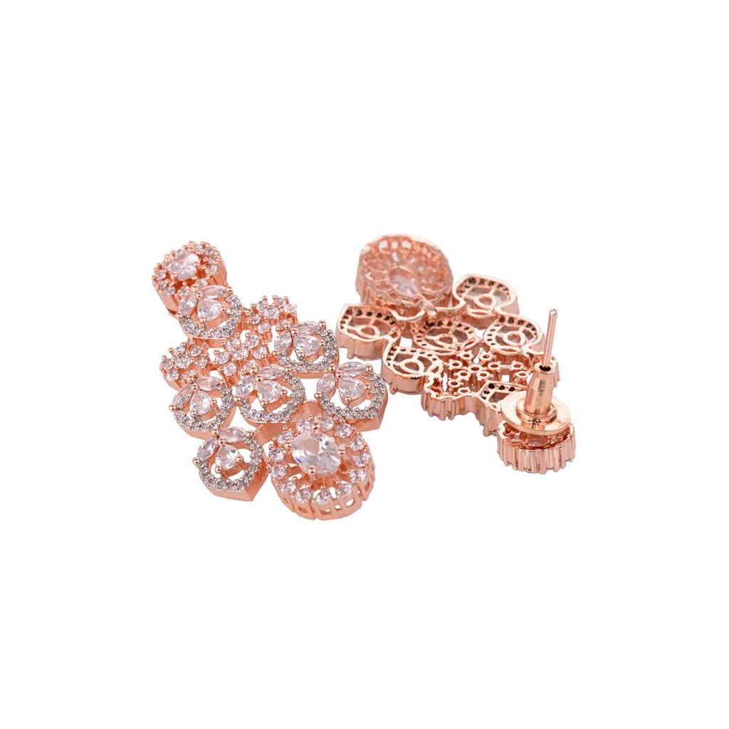 Rose Gold Plated White Ad Choker With Mang Tika Jewellery Set : SJNK1613