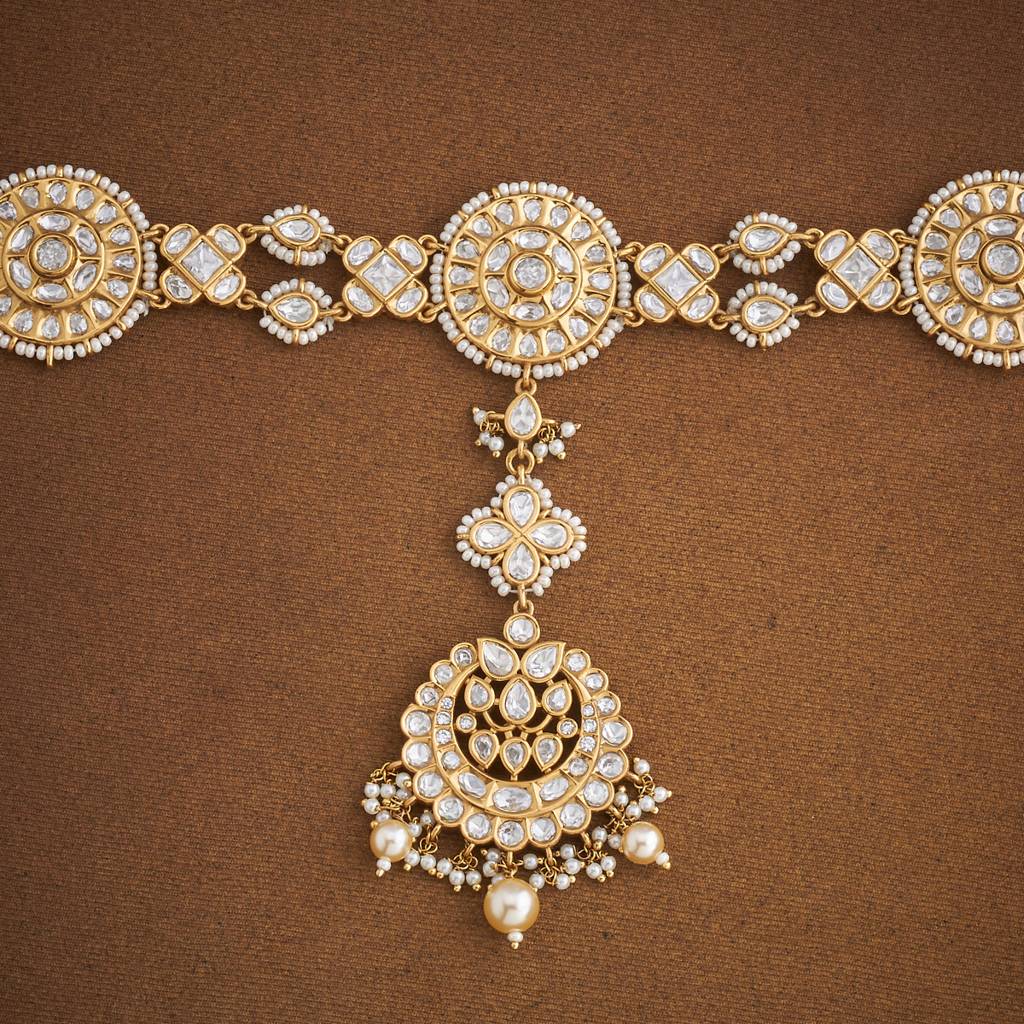 Kushal'S Fashion Jewellery White Victorian Plated Party Kundan Tikka - 434614 : 434614