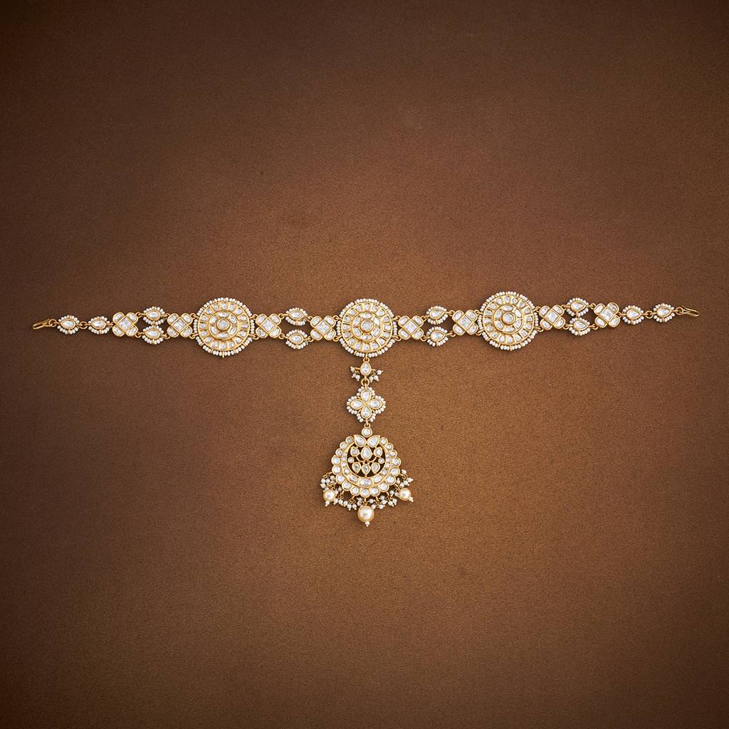 Kushal'S Fashion Jewellery White Victorian Plated Party Kundan Tikka - 434614 : 434614
