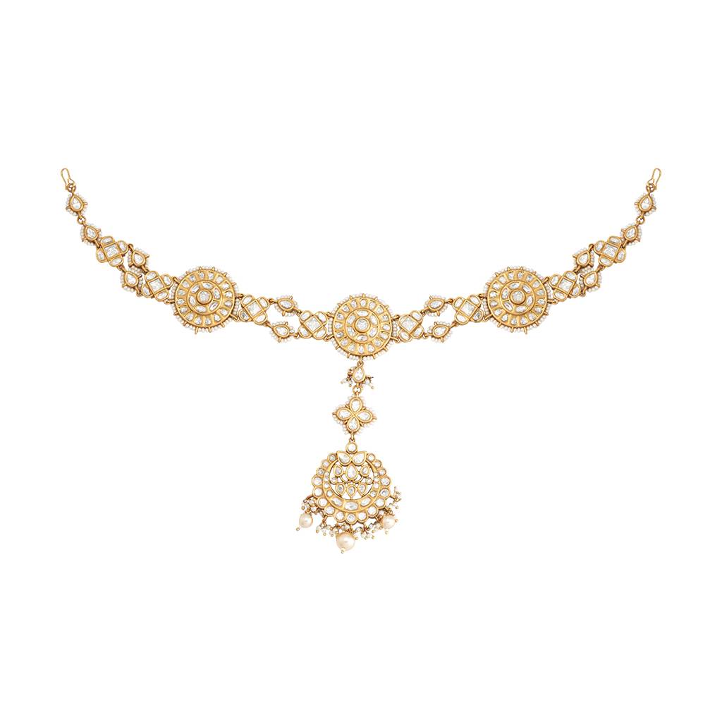 Kushal'S Fashion Jewellery White Victorian Plated Party Kundan Tikka - 434614 : 434614
