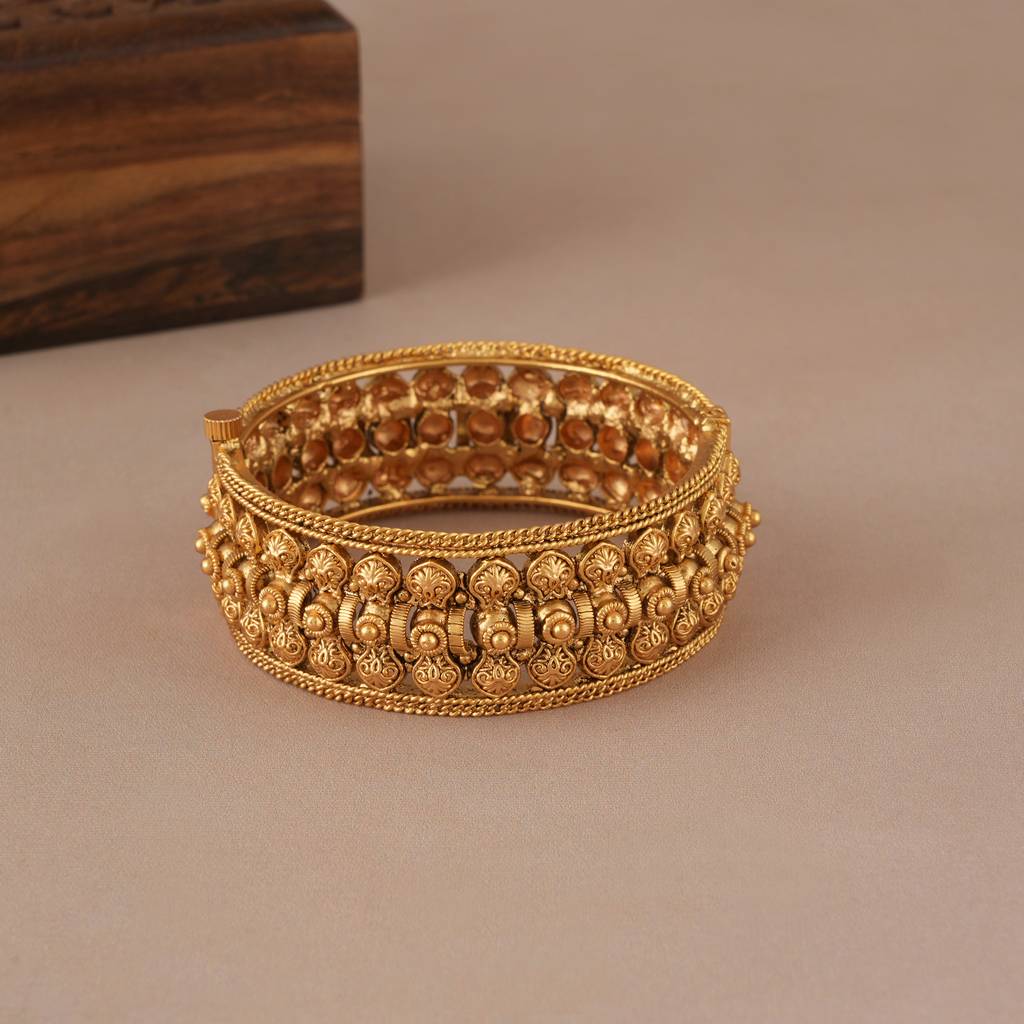 Broad Antique Gold Openable Kada Bangle For Women : SJ303