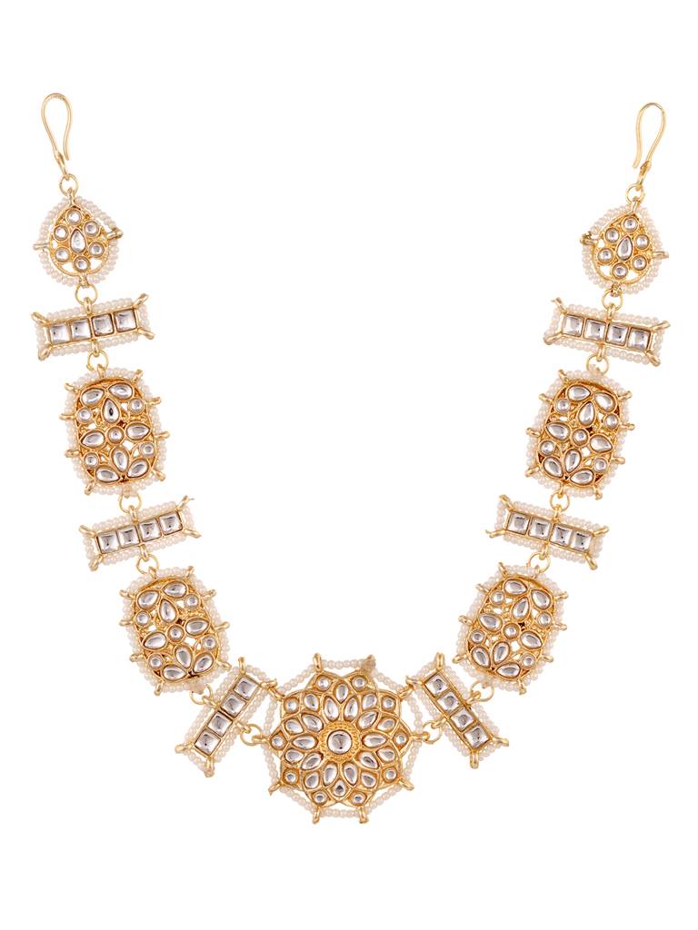 Gold Plated Kundan-Studded Matha Patti : SJMP1623