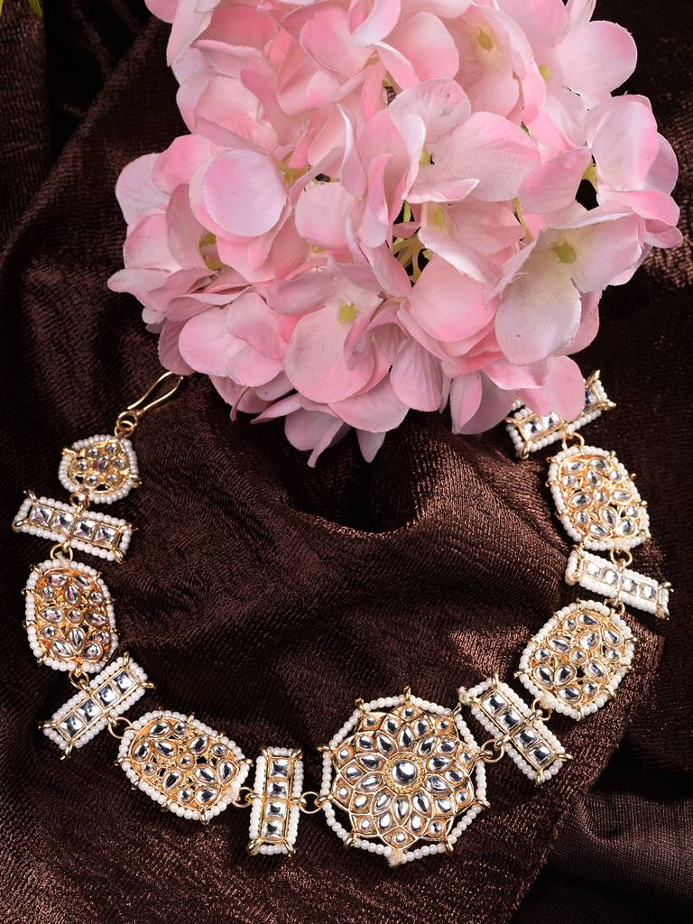 Gold Plated Kundan-Studded Matha Patti : SJMP1623