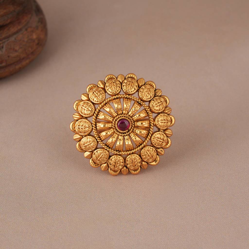 Traditional Gold Cocktail Ring Design Antique Gold Ruby Cocktail