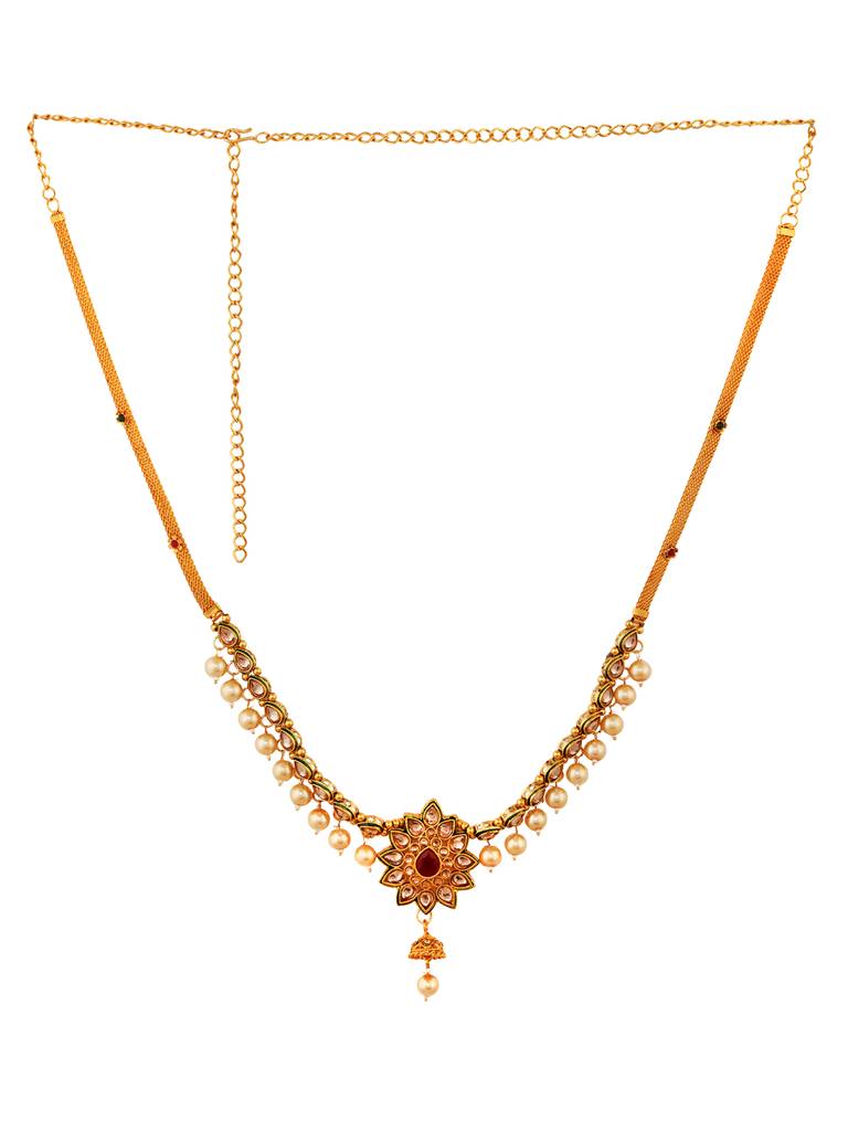 Gold Plated Floral Design Beaded Kamarbandh : SJKB1631