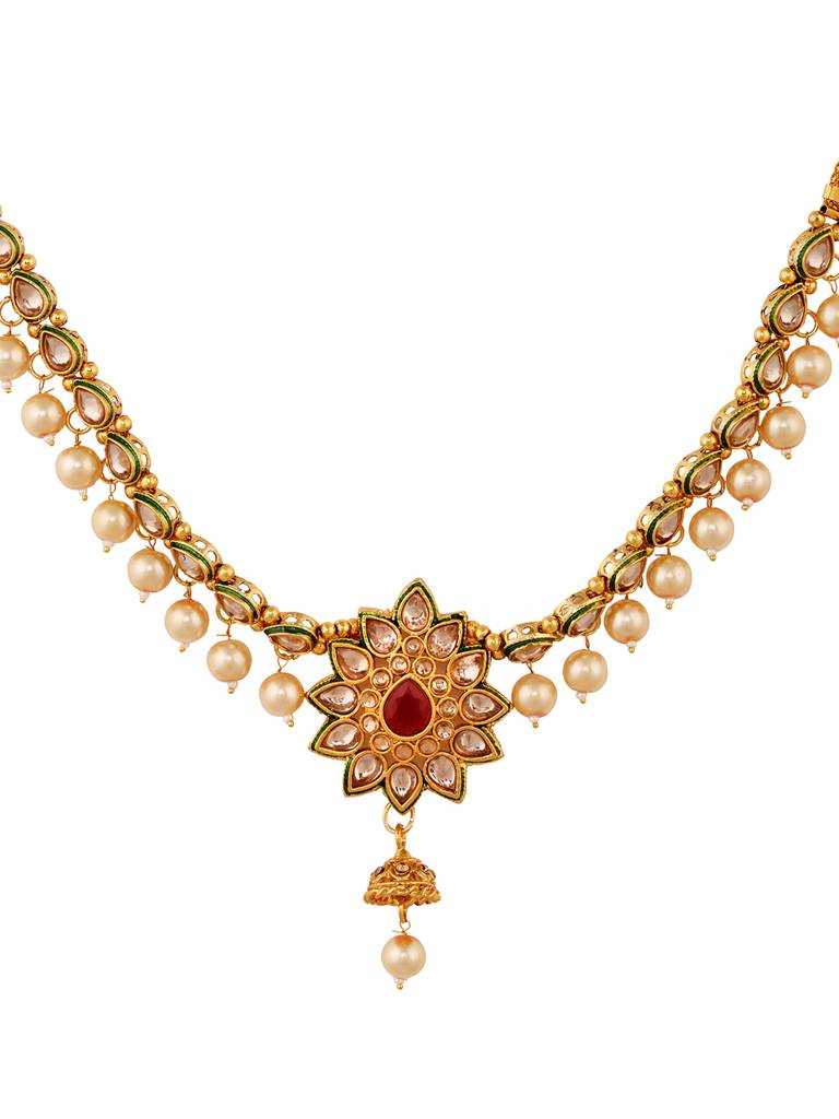 Gold Plated Floral Design Beaded Kamarbandh : SJKB1631