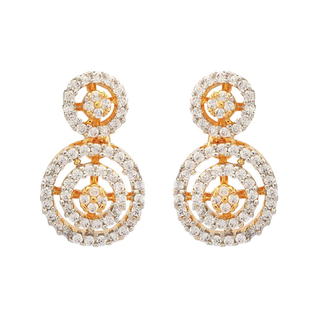 Kushal'S Fashion Jewellery White Rhodium-Plated Party Zircon Drop Earrings - 163199 : 400428