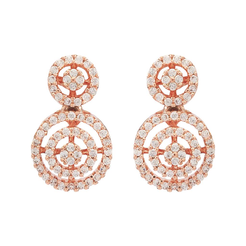 Kushal'S Fashion Jewellery White Rhodium-Plated Party Zircon Drop Earrings - 163199 : 400430