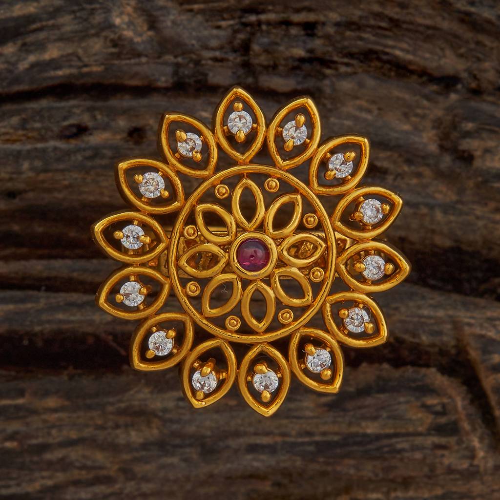 Kushal'S Fashion Jewellery Gold-Plated Cubic Zirconia Studded Adjustable Finger Ring : 400222