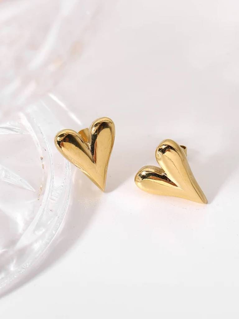 3D Heart Stud Earrings : AVER10049