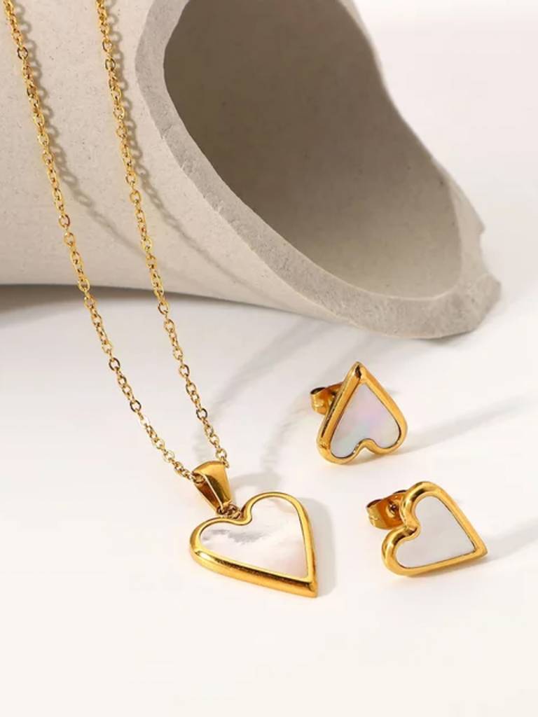 Heart Shape Pendant Set With Mop : AVPS10010