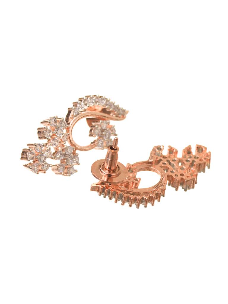 Rosegold Plated Ad Studded Necklace With Earrings Jewellery Set : SJNK1672