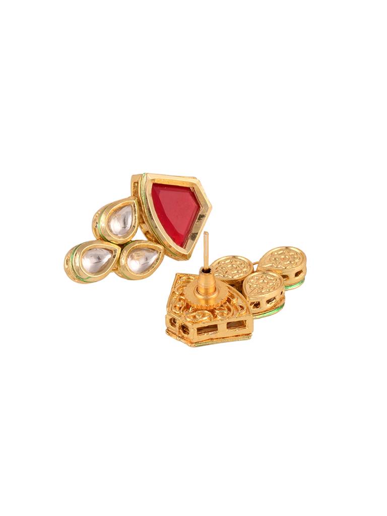 Gold Plated Multicolour Kundan Studded Modern Necklace Jewellery Set : SJNK1688